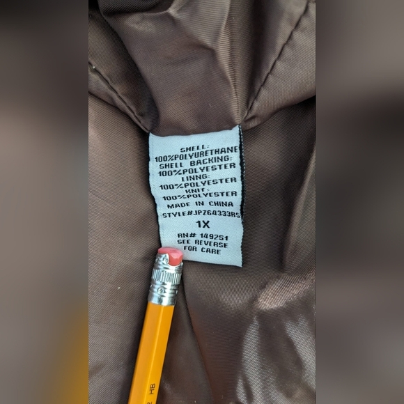 Alicia Ford Brown faux leather Moto  jacket with grey‎ Hoodie Size 1X Women - Picture 7 of 8